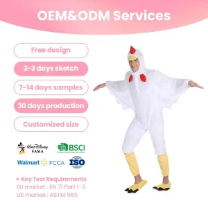 Playful Chicken Outfit BSCI Approved High Quality Stage Costume For Farm Themed Parties Custom Fittings Adults Unisex