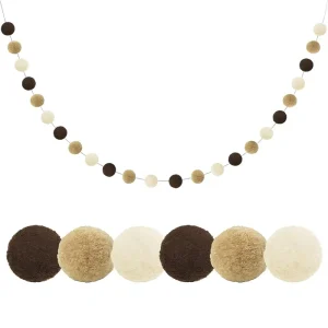 Polyester Felt Ball Garland Pom Pom Wreath 24 Balls Muted Warm Toned Color Palette Tassel Banner Decor European American Country