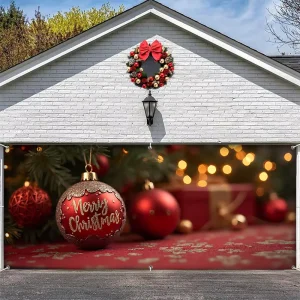 Polyester Square Floral Pattern Eco Friendly Customizable Digital Printing 240x210cm Garage Door Cover Christmas Party