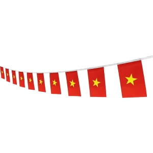 Polyester Vietnam Small String Flag of Vietnamese Mini National Country World Pennant Banners for Decoration