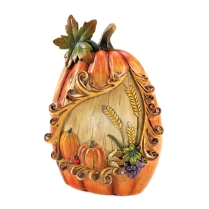 Polyresin Harvest Bounty Pumpkin Thanksgiving Decor Hand Painted with Customizable Color & Logo