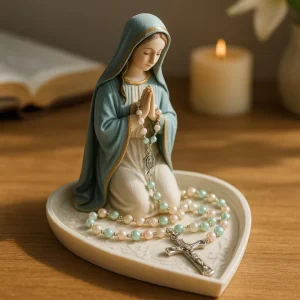 Polyresin Religious Figurine Mary And Jesus Hand painted Eco Friendly Home Decoration Jewellery Holder