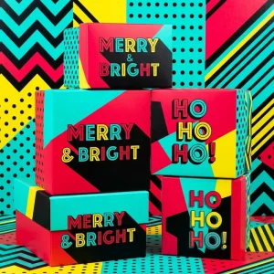 Pop Art Christmas Gift Box Custom Bold Colorful Paper Packaging for Candy Cosmetic & Candle Trendy Holiday Box