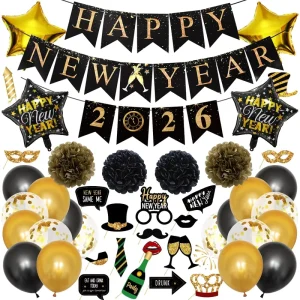 Popular Design New Year Party Decoration Set Happy New Year Balloon Suit for Festive Celebration