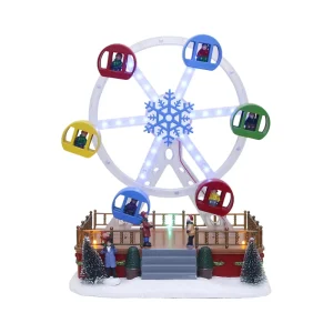 Popular Handmade Eco Friendly LED Musical Carnival Big Ferris Wheels Christmas Decorations Moving Gondolas Light Figurines