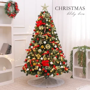 Popular Large Christmas Tree Decorations With Red Ball and Red Flower Standing Christmas Tree Set for House Decorations in Stock