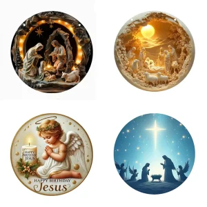 Popular Religious Belief Printing Wood Christmas Classical Crafts Desktop Wall Door Decoration Catholic Decorative