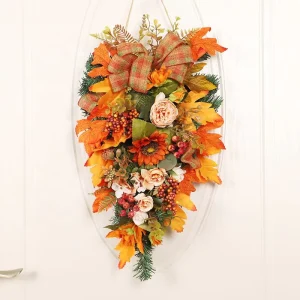 Popular Thanksgiving Wreath Silk Flower Wreath Party Supplies Thanksgiving Hanging Garland