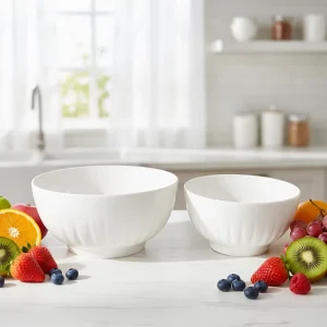 Porcelain Bowls with Custom Logo for Weddings Country Style White Dinnerware Sets Home Eating Embossed Porcelain Bowl