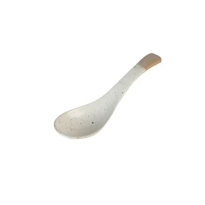 Porcelain Creative Soup Dining Spoon Long Handle Minimalist Design Vintage Stoneware Festival Housewarming Tableware