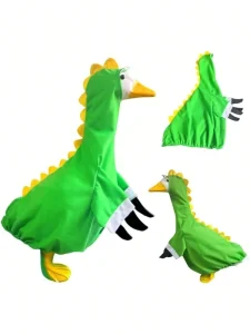 Porch Goose Outfits Goose Clothes Cute Dinosaur Jumpsuit Costume for 23″ Cement Statue or Yard Lawn Spring Decoration