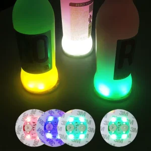 Portable Adjustable Brightness Mini Sized EVA Round LED Coaster for Thanksgiving Christmas Parties Outdoor Use