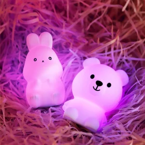 Portable Baby Night Light Rechargeable RGB LED Lamp Soft Silicone Animal Light for Children Bedroom