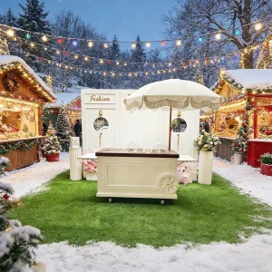 Portable Wooden Mobile Buffet Cart Equipped Food Trays for Outdoor Catering Graduations Chinese New Year Christmas Events