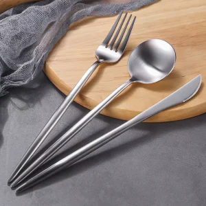 Portuguese Golden Cutlery Set Stainless Steel Knife Fork Spoon Tableware Flatware Set Festival Kitchen Dinnerware Gift