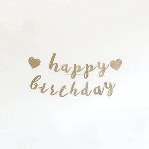 Pre Strung Happy Birthday Banner Gold Glitter Birthday Party Banner for Men & Women Decorations & Decor