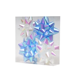 Pre made Birthday Wedding Christmas Gift Decoration Mixed Two Color 4 Inch Plastic Self Adhesive Ribbon Star Bow