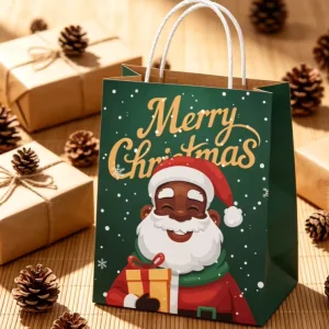 Premium Christmas Kraft Paper Bags Sturdy Handle Paper Bags Festive Packaging Bags for Holiday Gifts