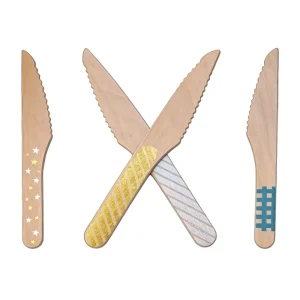 Premium Durable Biodegradable Wooden Disposable Knife Birchwood Tableware for Pastry Shop Birthday Festival Family Dinner