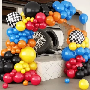 Premium Latex Balloon Garland Kit DIY Balloon Arch for Car Theme Kids’ Birthday Balloon Set Background Decoration