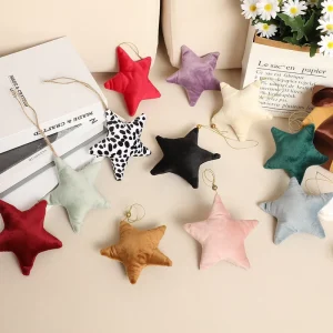 Premium Padded Velvet Star Xmas Hanging Ornaments Luxury Velvet Star Hanging Decor Plush Star Pendants for Christmas Gift