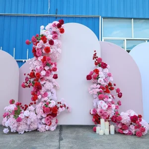 Premium Quality Marriage Proposal Birthday Party Artificial Flowers Decor Horn Arch Flowers Backdrop Wedding Arch