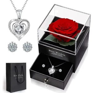 Preserved Flower Jewelry Box Forever Eternal Rose Gift Set Factory Price Long Lasting 3 5 Years New Year Christmas
