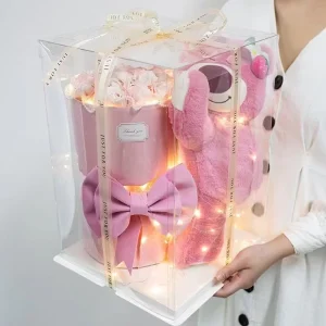 Preserved Flowers Bouquets Teddy Bears in Glift Boxes for Valentine’s Day