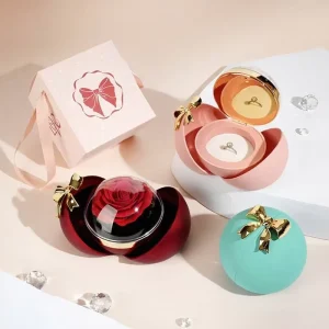 Preserved Rose Flower Jewelry Box Valentine’s Day Proposal Drawer Eternal Flower Necklace Ring Gift Box