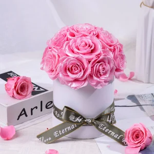 Preserved Roses Pink Pearlescent Mushroom Shaped Bloom Gift Box