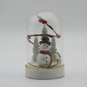 Price Glass Christmas Dome Snowman With Led Light House Glass Mini Tabletop Christmas Decoration with Led Lights