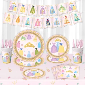 Princess Dress Theme Party Decoration Tableware Supplies PE Material Shape Multi Occasion One year old Gift