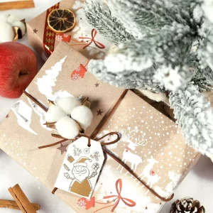 Printed Coated 80g Christmas Silver Blue Yellow Kraft Paper 43*300cm Gift Luxury Custom Packaging Wrapping Paper Roll