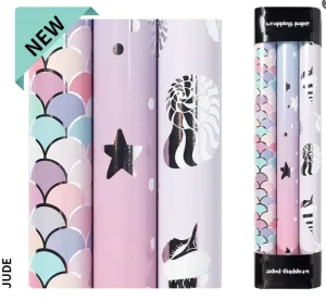 Printed Gift Wrapping Paper Roll Set 43x300cm & 70x120inch for Birthday Christmas Wedding Baby Shower Customizable