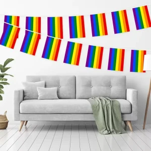 Professional Custom Progress Rainbow Pride Flag Bunting Rainbow Festival Decoration Pennant Flags Banner