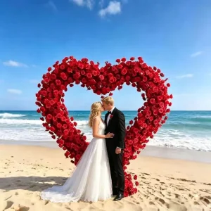 Professional Heart shaped Iron Detachable Floral Art Wedding Proposal Ceremony Flower Rack 2m*2m Background Stage Decoration