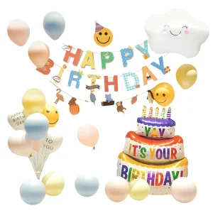 Professional Ins-Style Kids Birthday Latex Round Decor Kit Simple & Elegant Home Party Supplies by LILIS