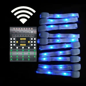 Programmable Remote Controlled LED Bracelet for Christmas & New Year Parties Custom Nylon Wristband with 48H Battery Life