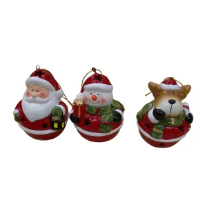 Promotion Christmas Supplies Hotel Bar Party Wall Ceramic Santa Claus Hanging Christmas Tree Ornament for Decoration