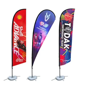 Promotional Custom Bali Digital Printed Polyester Teardrop Bow Flying Banners Beach Feather Flag With Fiberglass Flagpole