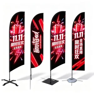 Promotional Custom Flag Banner Windproof Polyester Custom Print Feather Flag Kit with Base for Business Promotion