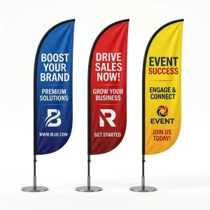 Promotional Flags Banners Custom Printed Feather Flag with Aluminum Pole Red Blue Yellow Polyester for Advertising Promotion