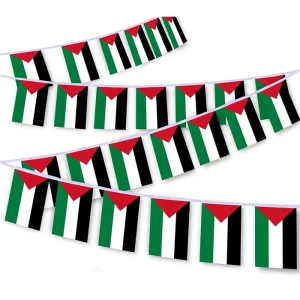 Promotional Palestine 5.5*8.2 Palestinian Bunting Decoration Green Red White Black Flag National Banner for Patio Yard Decor