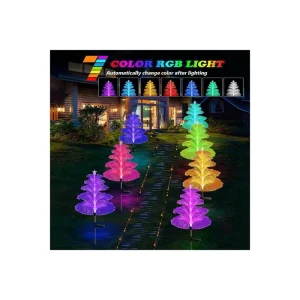 Promotional Party Supplies Novelty Gifts Solar RGB Tree Garden Light Color Changing Fiber Optic Lawn Lamp for Outdoor Decor