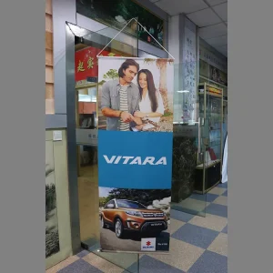 Propaganda Sign Eco-Friendly Display Suspended Banner Customized Advertising Poster for Wall Hanging with Plastic Pole