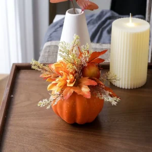 Pumpkin Decor Prop with Autumn Desktop Ornament Fall Thanksgiving Seasonal Pumpkin Decoration for Home and Party Display