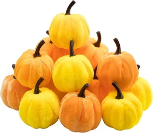 Pumpkin Decor for Home Fall Decoration Velvet Foam Pumpkins for Thanksgiving Table Decorating