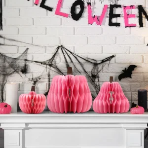 Pumpkin Honeycomb Halloween Paper Festival Table Floor Standing Ornaments with Magnets Halloween Home Decorations