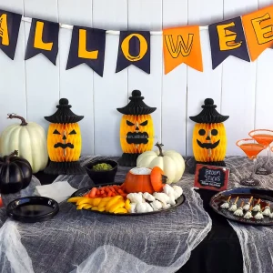 Pumpkin Honeycomb Paper Ornament with Magnets