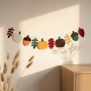 Pumpkin Leaf Banner Harvest Festival Fireplace Decor Thanksgiving Bunting Halloween Home Party Ornaments Nonwoven Fabric